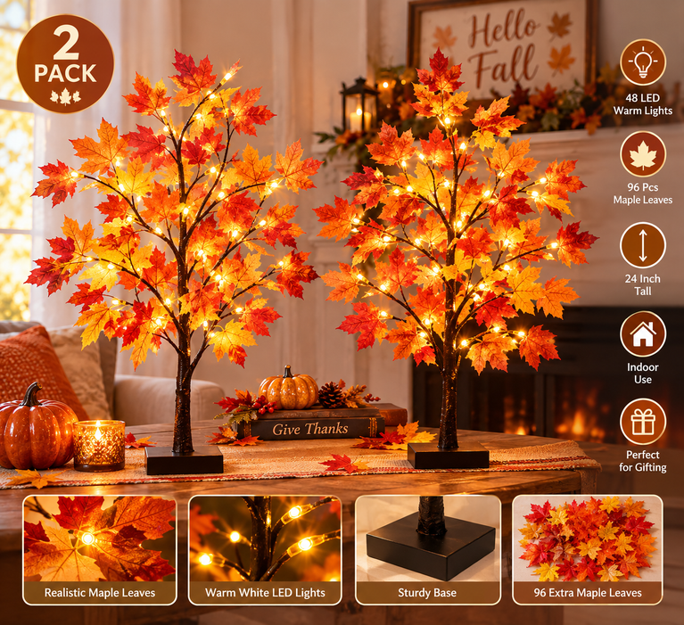 Tabletop Lighted Maple Trees